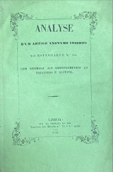 ANALYSE D'UM ARTIGO ANONYMO INSERTO no estandarte nº906 com respeito aos arrendamentos do Tojalinho e Alfeite